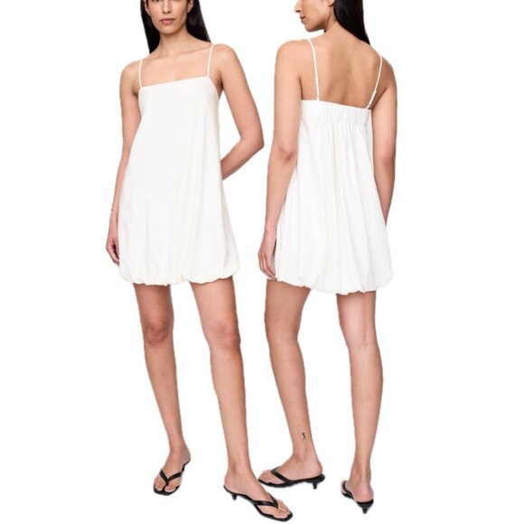 GAP Linen-Blend Strapless Square-Neckline Bubble Hem Mini Dress (New Off White) - Picture 1 of 16